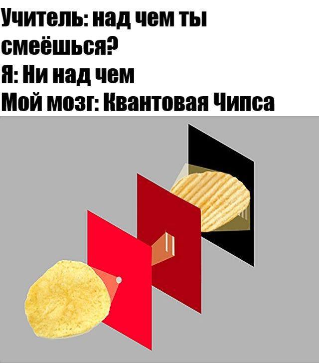 Квантовая Чипса Учитель спрашивает, над чем смеется ученик, а мозг ученика думает о «Квантовой Чипсе»