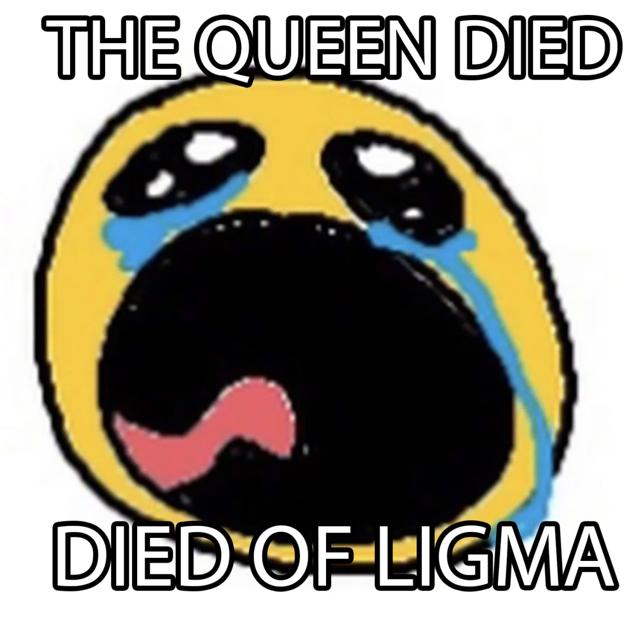 The Queen Died of Ligma Плачущий эмодзи "The Queen Died" или "Queen Died of Ligma"