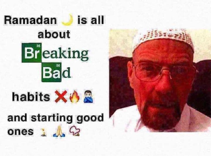 Рамадан – это все о Breaking Bad Мем с Уолтером Уайтом и надписью «Рамадан – это все о Breaking Bad»