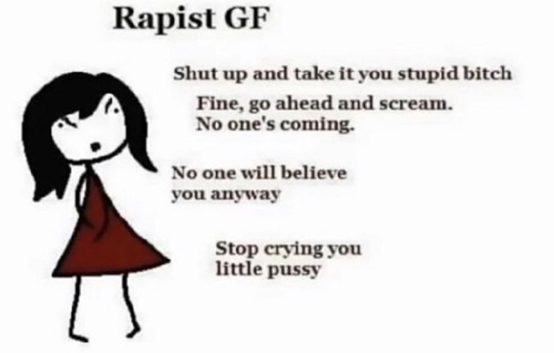 Rapist GF Мем с агрессивной девушкой и надписью Rapist GF