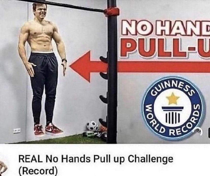 Real No Hands Pull Up Challenge Обман с турником без рук, где спортсмен прикреплен к стене.
