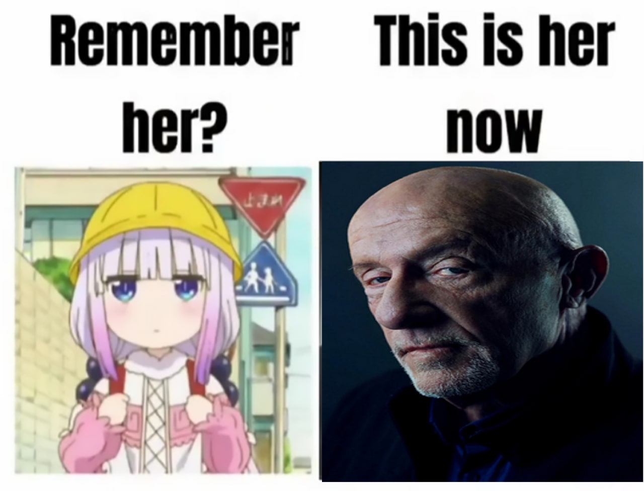 Remember her? This is her now Мем с аниме-персонажем Каной Камуи и Майком Эрмантраутом «Помните её? Это она сейчас»
