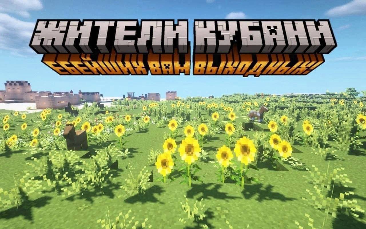 Жители Кубани, е***их вам выходных! Жители Кубани, е***их вам выходных! на фоне поля подсолнухов в Майнкрафте