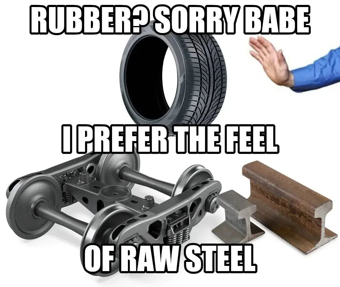Шутка с шиной и сталью: «Rubber? Sorry babe, I prefer the feel of raw steel»