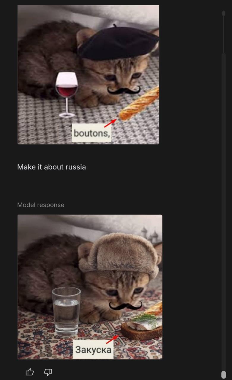 Русский котенок в ушанке с водкой и закуской