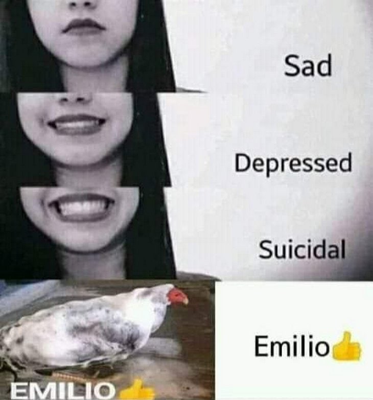 Sad, depressed, suicidal, Emilio Курица и девушка: грусть, депрессия, суицид и Эмилио