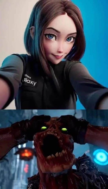 Самсунг Сэм и манкубус из Doom Сэмсунг Сэм делает селфи и манкубус из Doom в шоке
