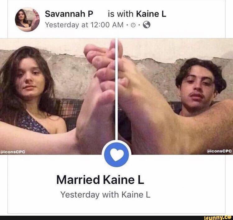 Savannah P сначала сообщает, что встречается с Kaine L, а затем уже утверждает, что вышла за него замуж.