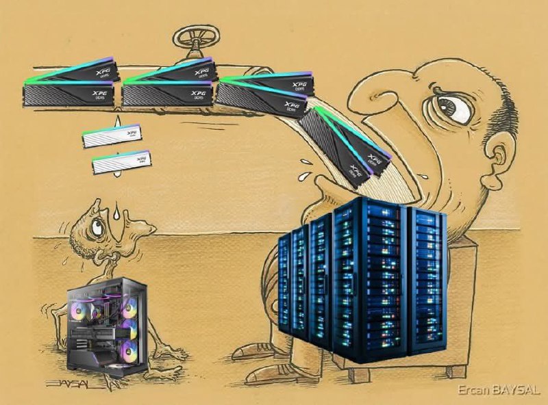 Мем о серверах, которые едят оперативную память XPG DDR5, пока ПК страдает от нехватки