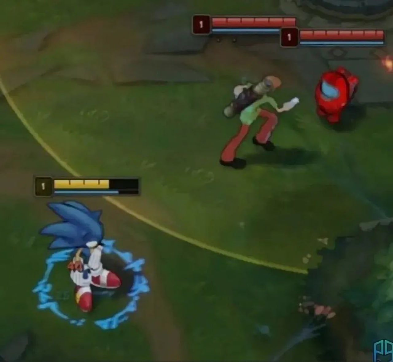 Шагги, Амогус и Соник в League of Legends Игровые персонажи Шагги, Амогус и Соник в сеттинге League of Legends.