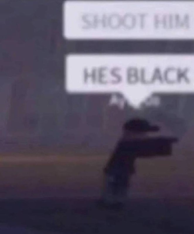 Shoot him hes black Мем со словами «Shoot him hes black» и фигурой, похожей на человечка из Lego