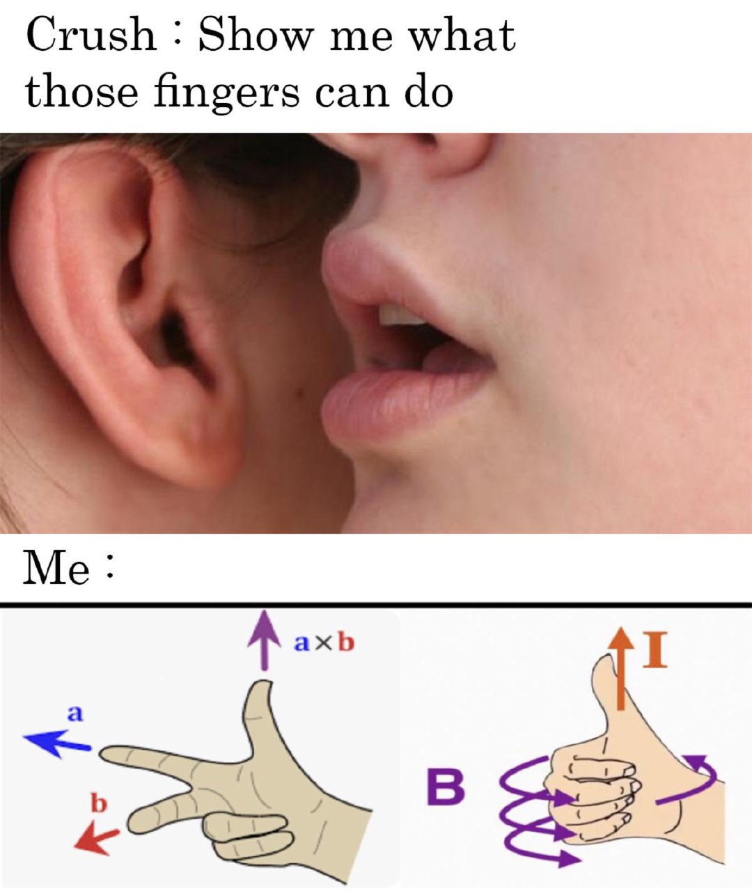 Show me what those fingers can do Мем про краша и правила физики с использованием пальцев