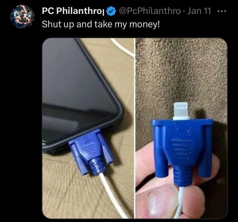 Shut up and take my money адаптер Адаптер VGA к Lightning с подписью Shut up and take my money