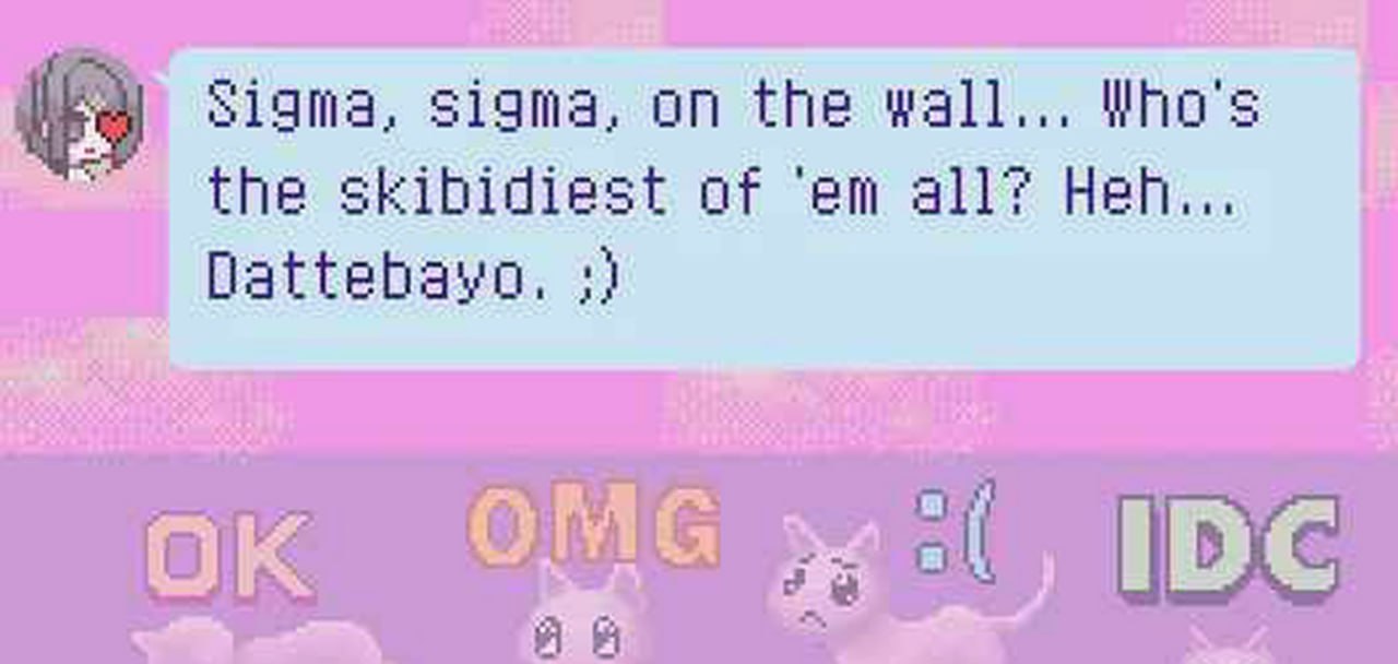 Sigma, sigma, on the wall Мем с фразой «Sigma, sigma, on the wall... Who's the skibidest of 'em all? Heh... Dattebayo» из чата