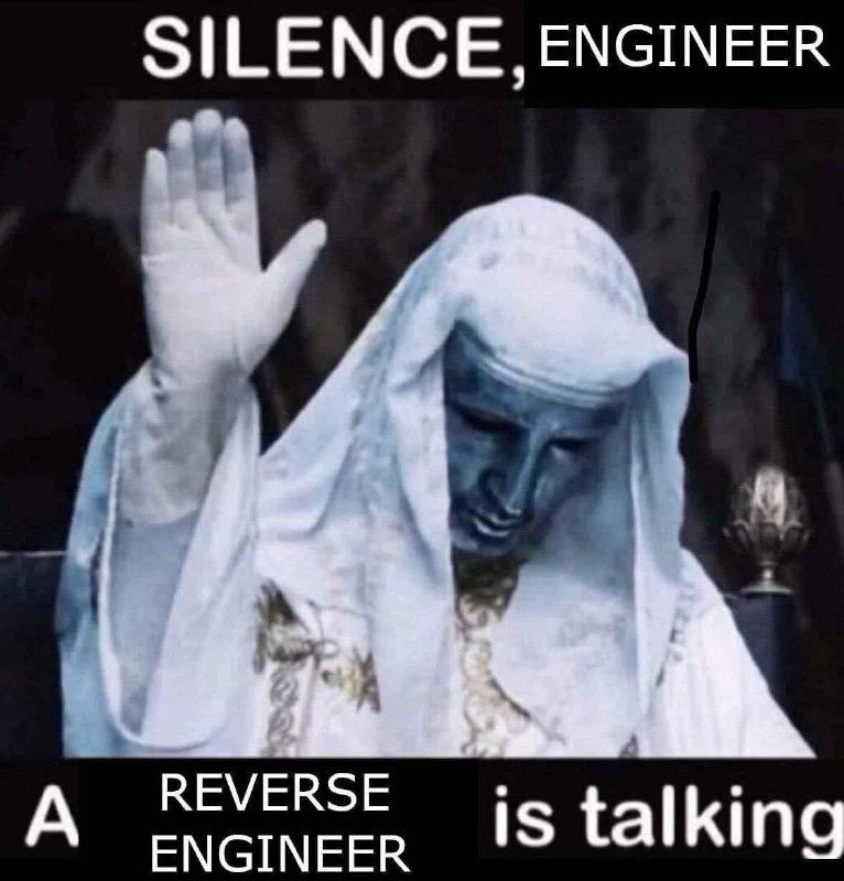 Silence, engineer. A reverse engineer is talking Мем с Инженером из фильма «Прометей» и надписью «Silence, engineer. A reverse engineer is talking».