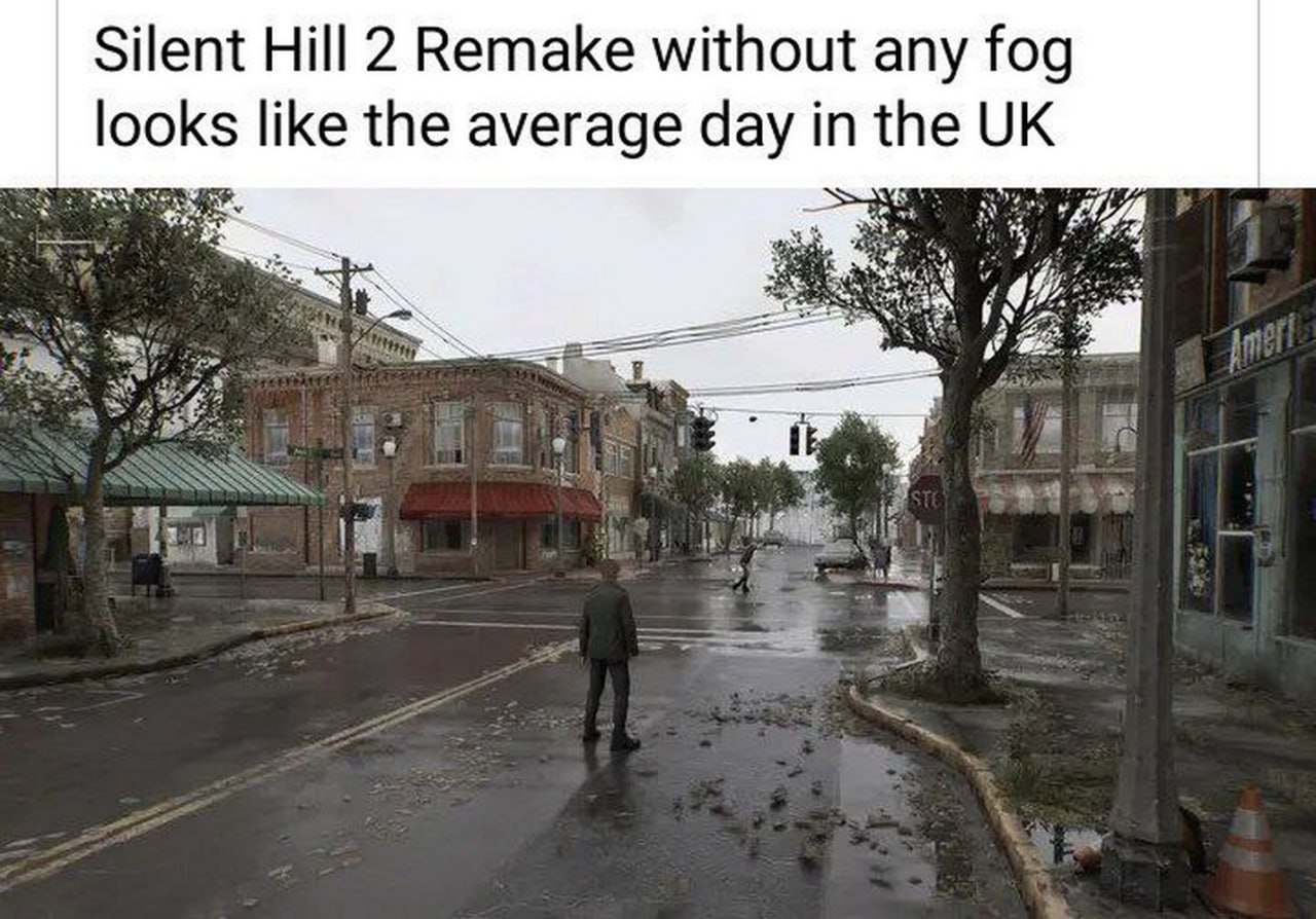 Silent Hill 2 Remake without any fog looks like the average day in the UK Ремейк Silent Hill 2 без тумана выглядит как обычный день в Великобритании.