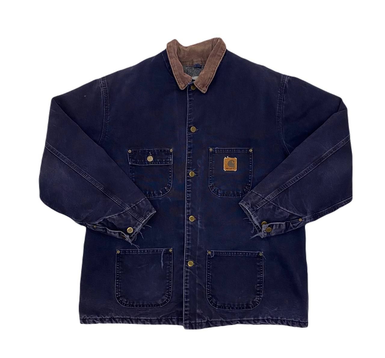 Синее пальто Carhartt Синее пальто Carhartt с коричневым воротником