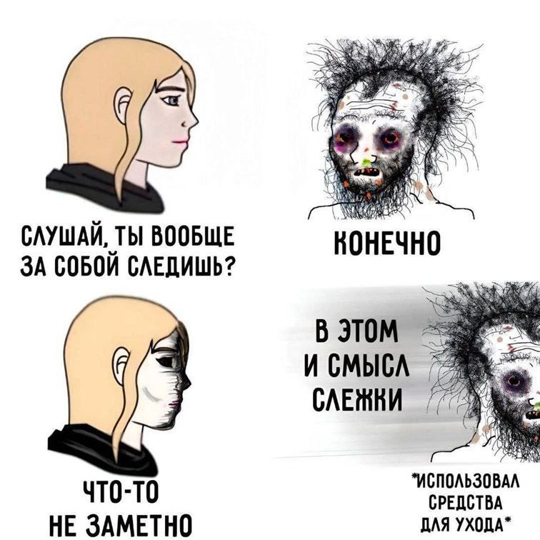Слушай, ты вообще за собой следишь? Мем, где девушка спрашивает у вояка, следит ли он за собой, а он отвечает, что в этом и смысл слежки