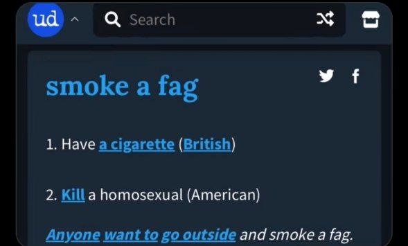 Smoke a fag Определение фразы "smoke a fag" в Urban Dictionary с двумя совершенно разными значениями в британском и американском английском.