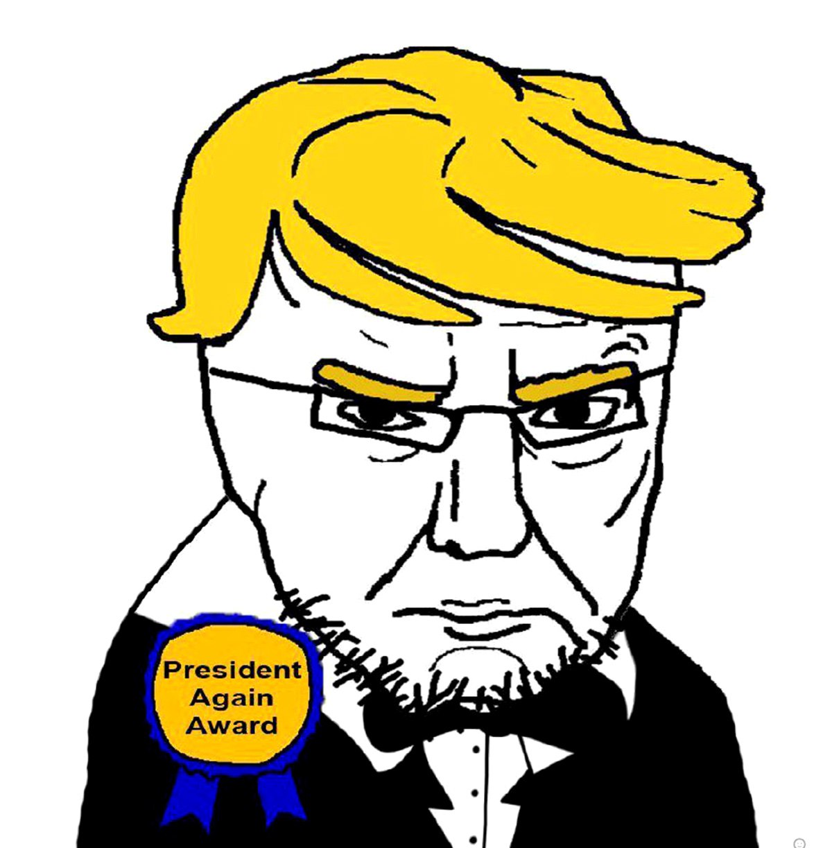Сойжак Дональд Трамп President Again Award Изображение Сойжака в образе Дональда Трампа с бородой и наградой «Снова президент».