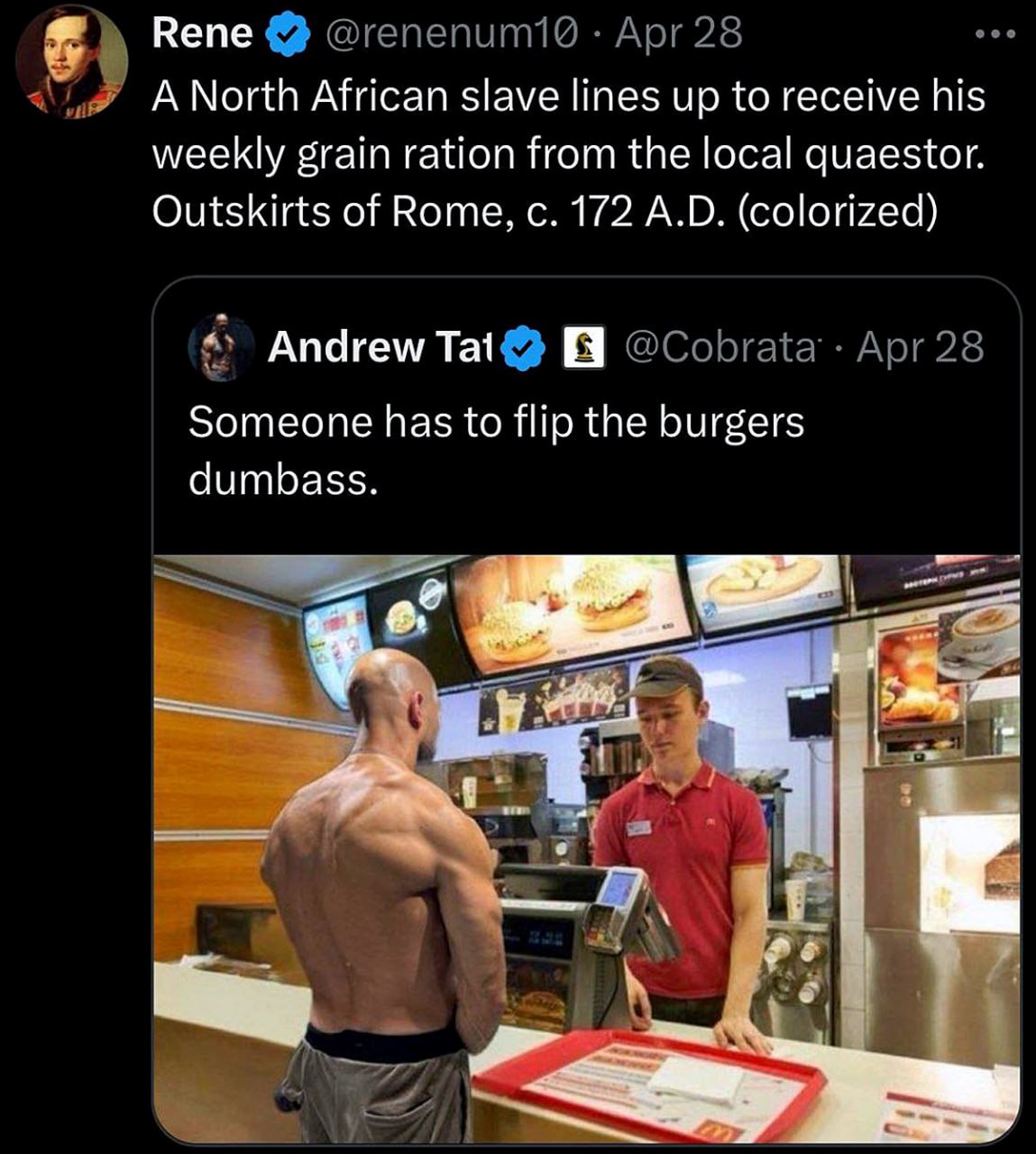Someone has to flip the burgers, dumbass Кто-то должен жарить бургеры, тупица