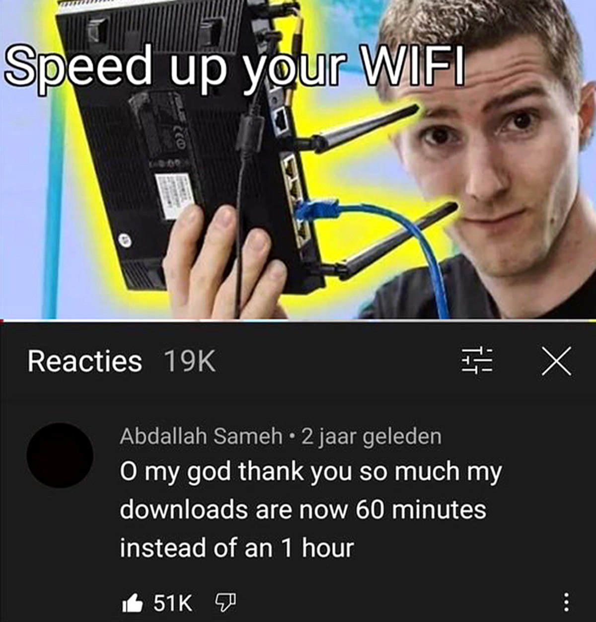 Speed up your WIFI 60 minutes instead of an 1 hour Комментарий "60 минут вместо 1 часа" под видео "Ускорьте свой Wi-Fi"