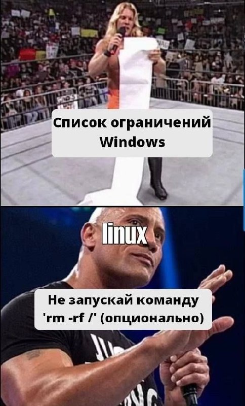 Список ограничений Windows Список ограничений Windows и Linux с Крисом Джерико и Скалой