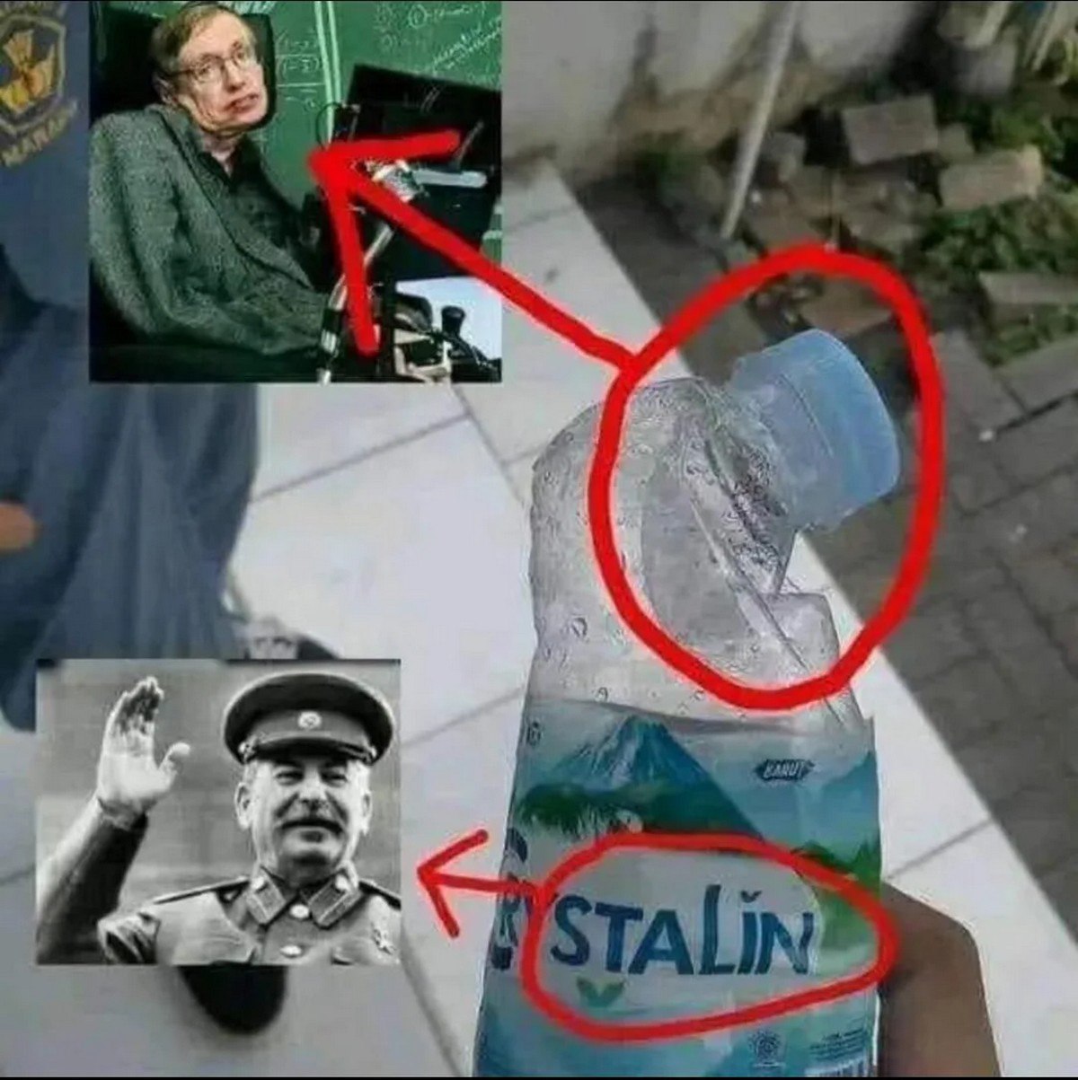 Бутылка Stalin и Стивен Хокинг Бутылка воды Stalin и Стивен Хокинг, мем