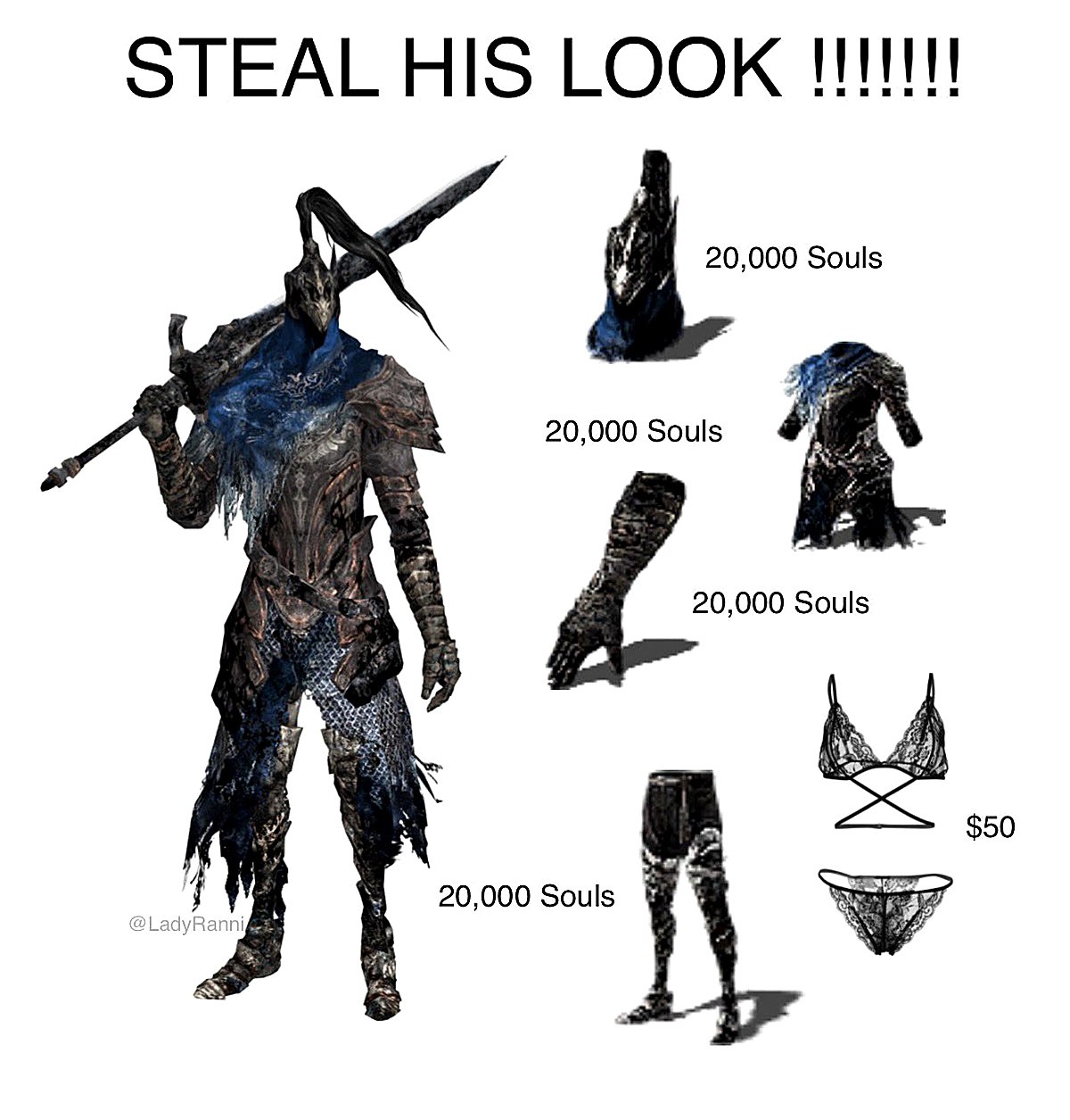 Steal his look Арториас Мем "Steal his look" с рыцарем Арториасом и кружевным бельем