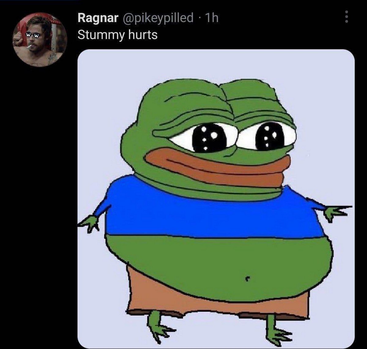 Stummy hurts толстый Пепе Грустный толстый Пепе с животиком болит