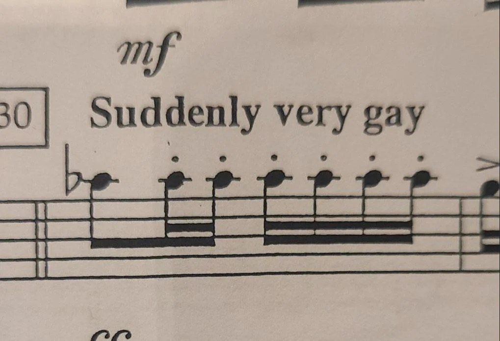 Suddenly very gay ноты Мем с нотной записью Suddenly very gay