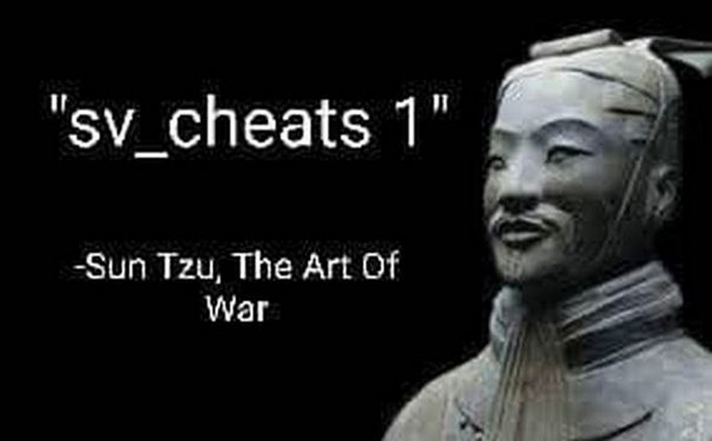 Мем "sv_cheats 1" Сунь-Цзы Мем с Сунь-Цзы и цитатой "sv_cheats 1" из "Искусства войны"