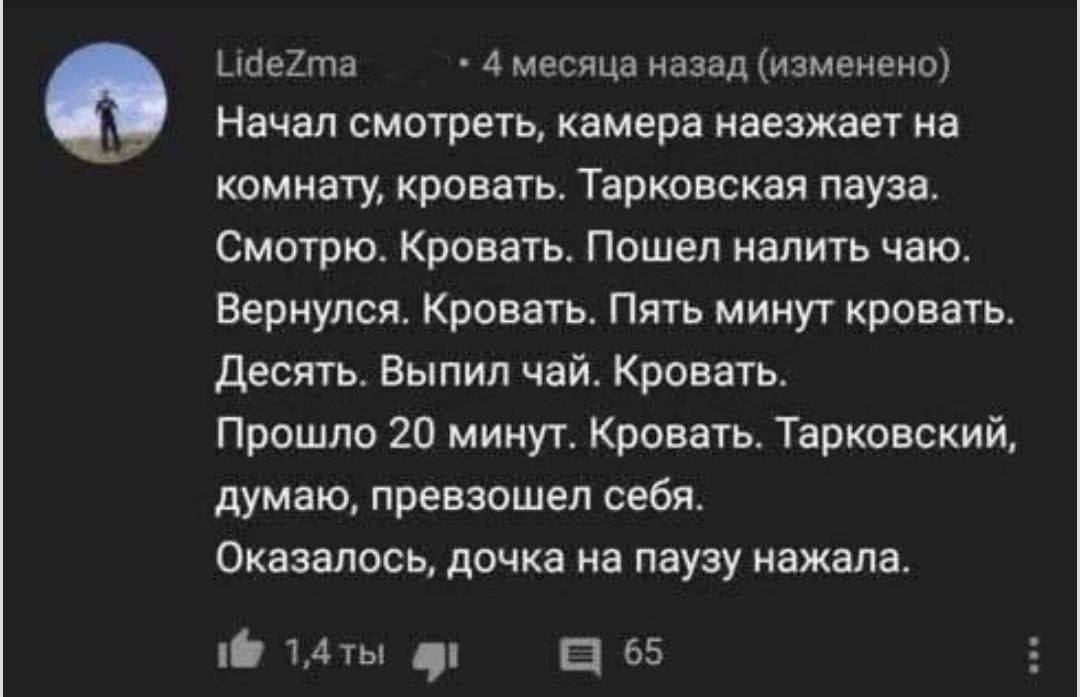 Тарковская пауза Тарковская пауза — дочка нажала на паузу