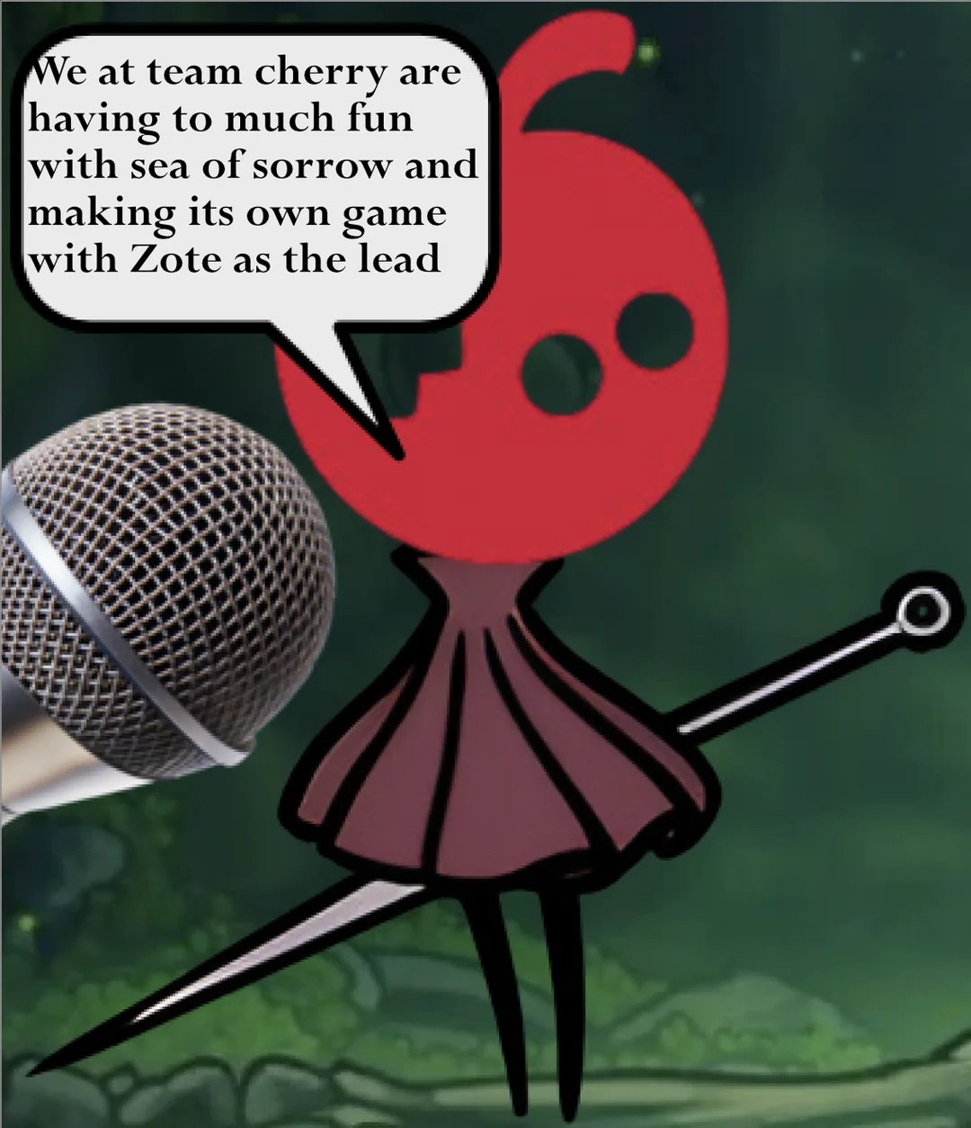 Персонаж в виде вишни из Hollow Knight говорит о Sea of Sorrow и Зоте