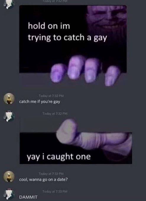Танос пытается поймать гея в чате Discord и получает неожиданное предложение