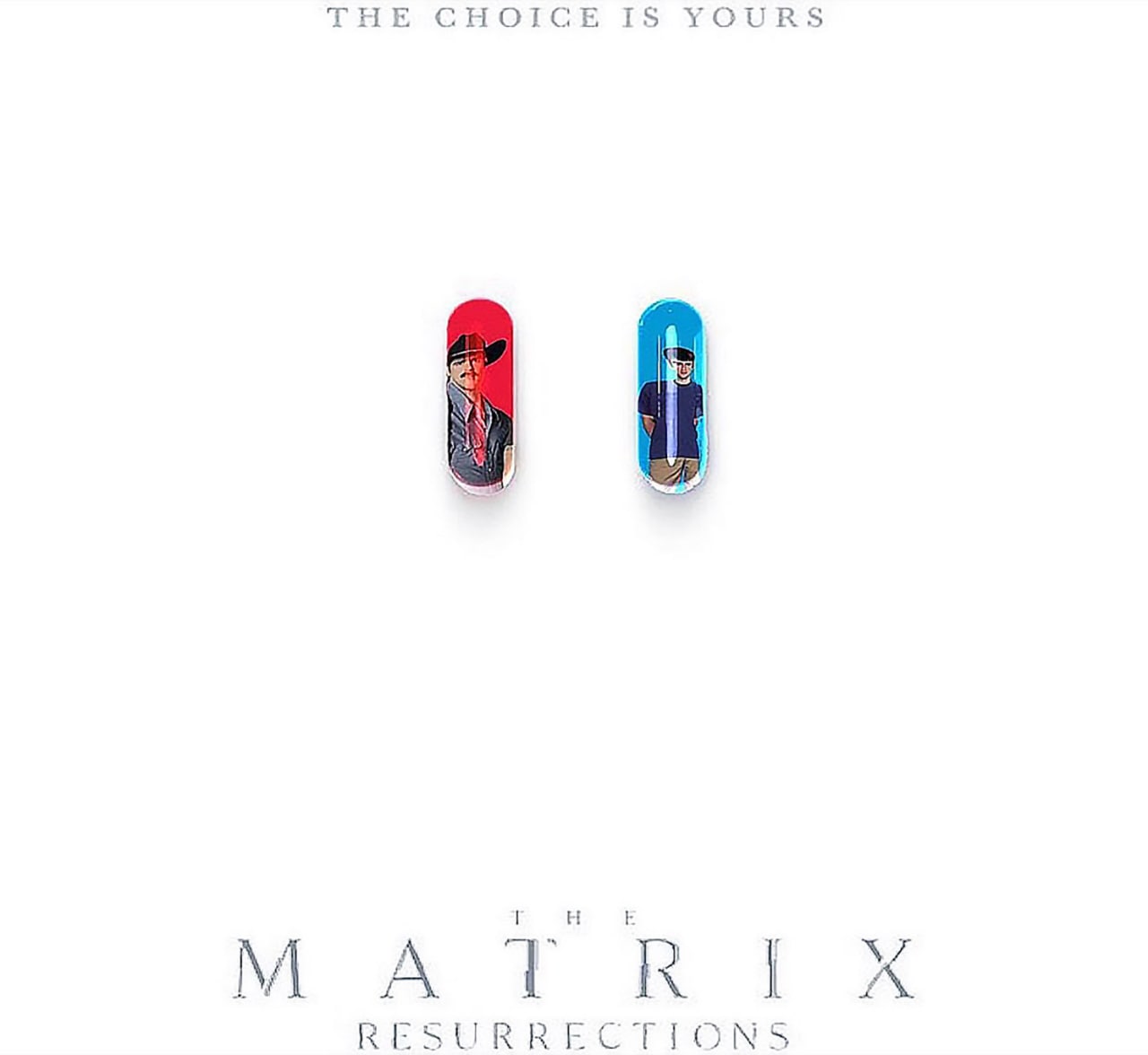 The choice is yours Matrix Resurrections Мем с двумя капсулами и надписью «Выбор за тобой» из фильма «Матрица: Воскрешение»