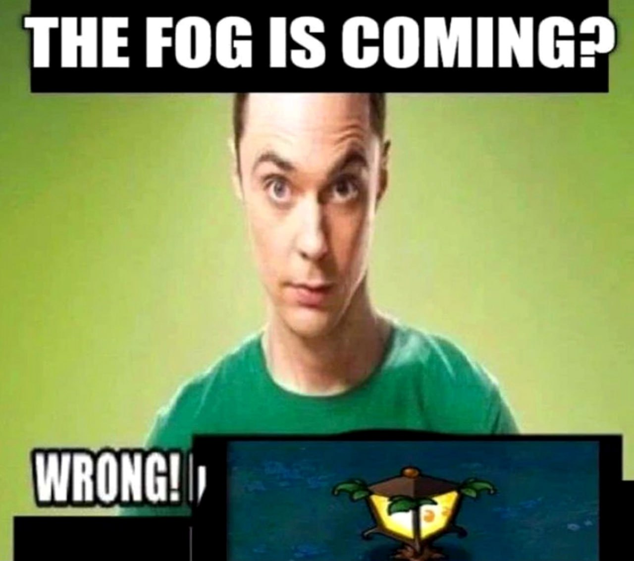 The fog is coming? Шелдон Купер с вопросом про туман и растение-фонарь из Plants vs. Zombies