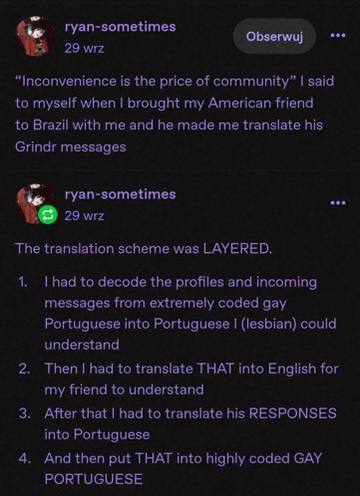 Многоуровневая схема перевода закодированных сообщений из Grindr между португальским и английским языками