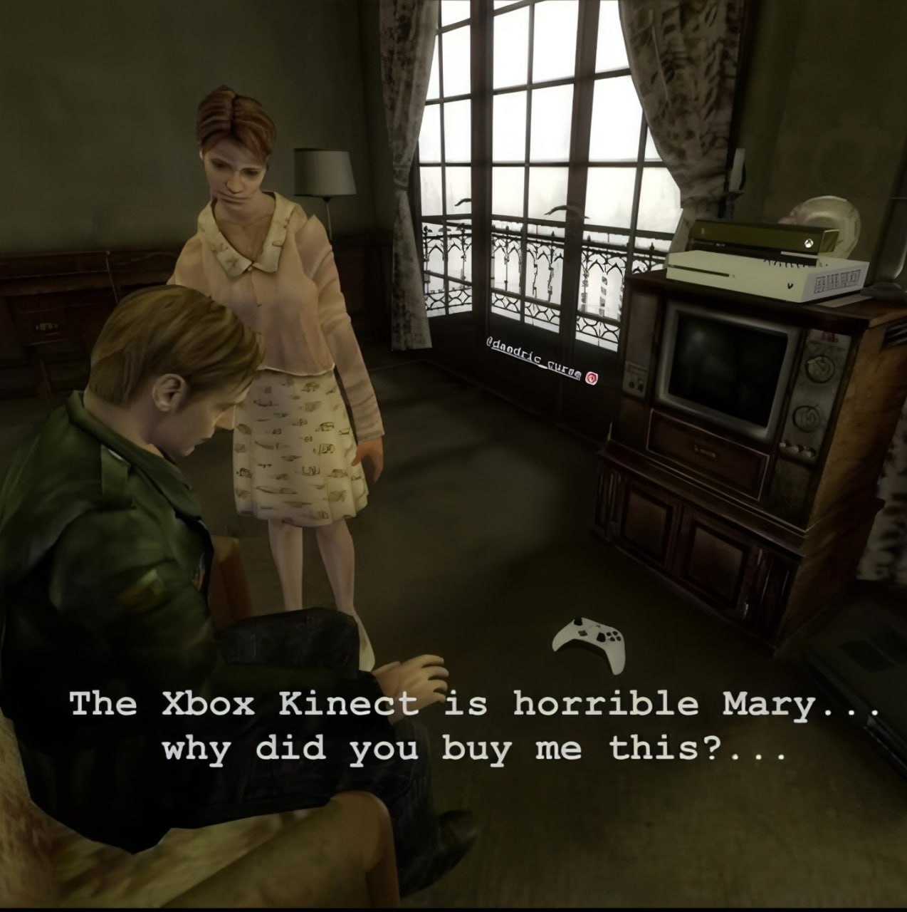 The Xbox Kinect is horrible Mary Джеймс Сандерленд жалуется Мэри на ужасный Xbox Kinect в меме по Silent Hill 2