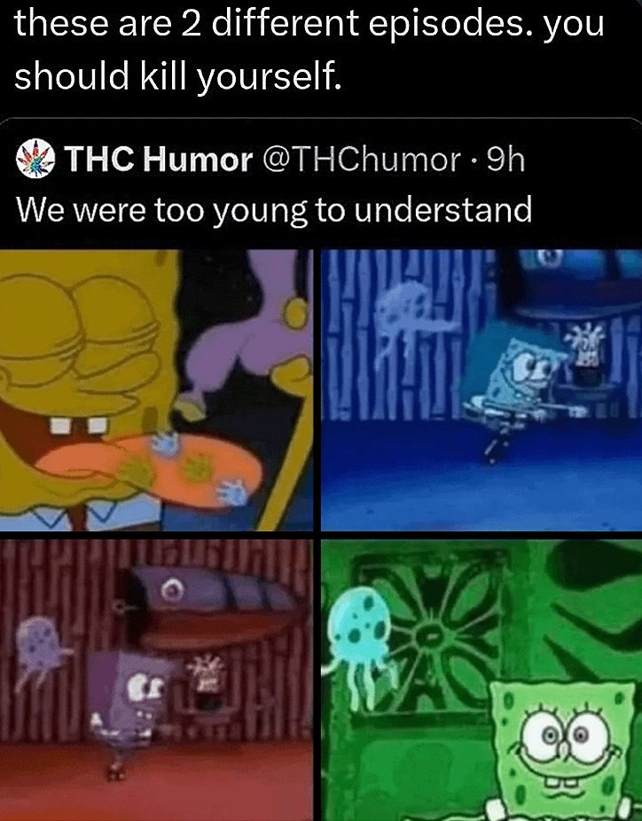 These are 2 different episodes Мем про Спанч Боба и фраза These are 2 different episodes