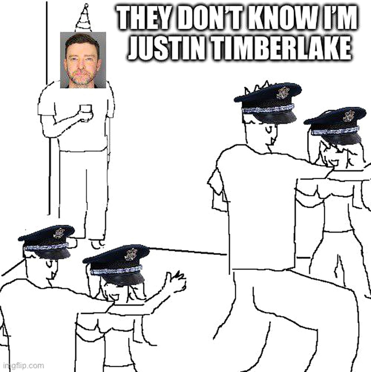 They don't know I'm Justin Timberlake Мем "Они не знают, что я Джастин Тимберлейк" с известным певцом в шапочке для вечеринки