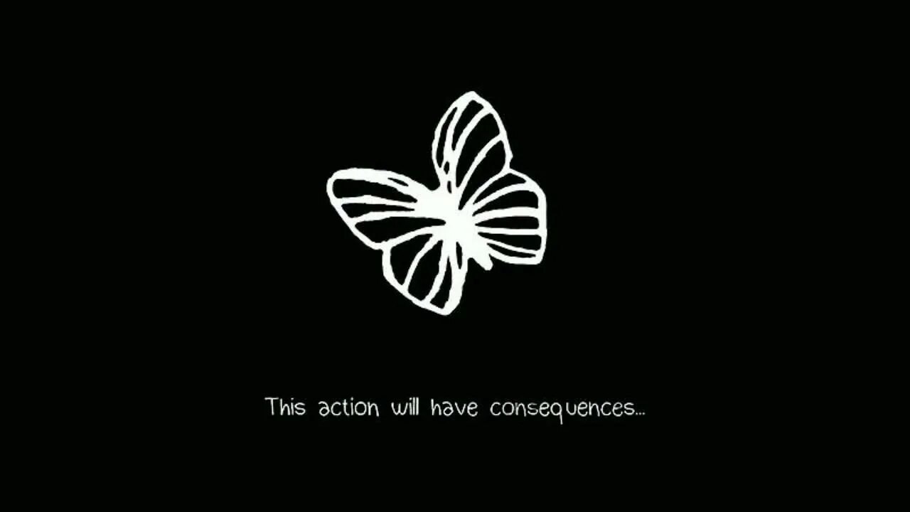Мем с бабочкой и надписью "This action will have consequences..."