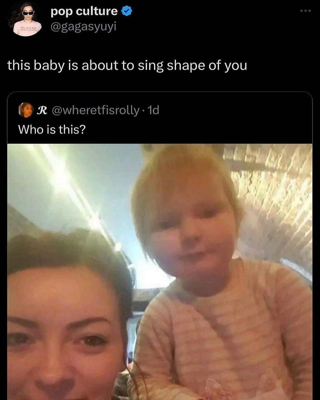 This baby is about to sing shape of you Маленький ребенок, похожий на Эда Ширана, вот-вот споет "Shape of You"