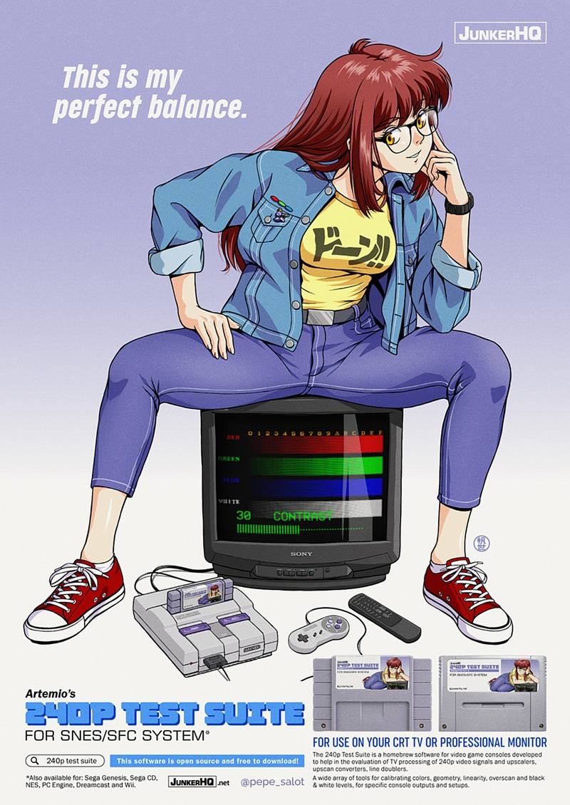 Рыжеволосая девушка балансирует на телевизоре с Super Nintendo: This is my perfect balance.