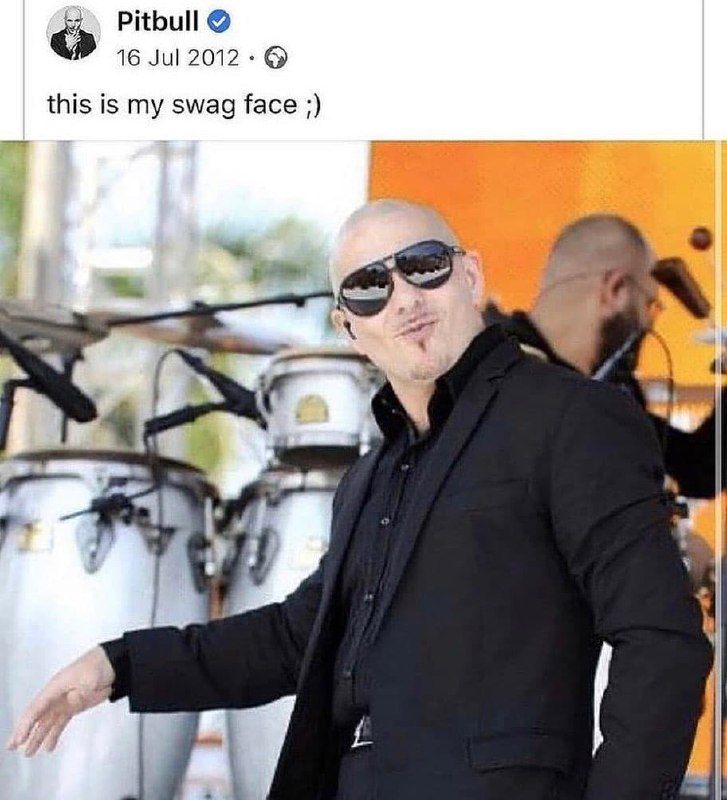 This is my swag face Фото Pitbull с подписью "this is my swag face ;)" и датой 16 июля 2012 года