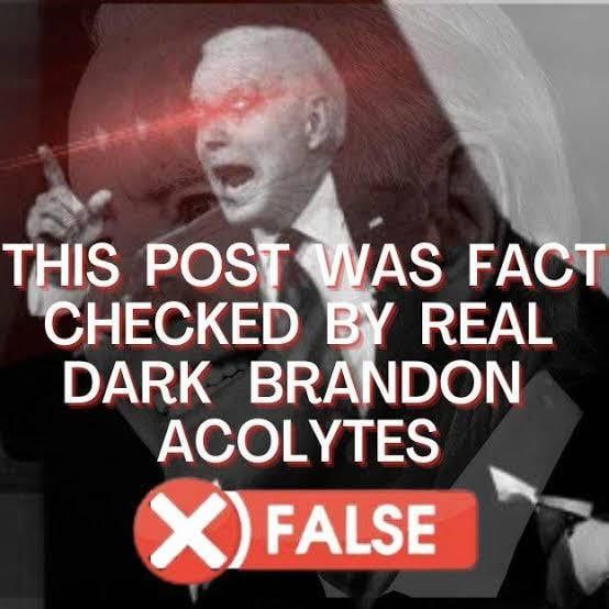 This post was fact checked by real Dark Brandon acolytes Мем с Джо Байденом и красными глазами, проверяющим факты и указывающим на ложность публикации.