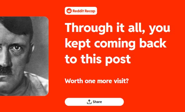 Through it all, you kept coming back to this post Мем Reddit Recap с Гитлером и текстом о частом возвращении к посту