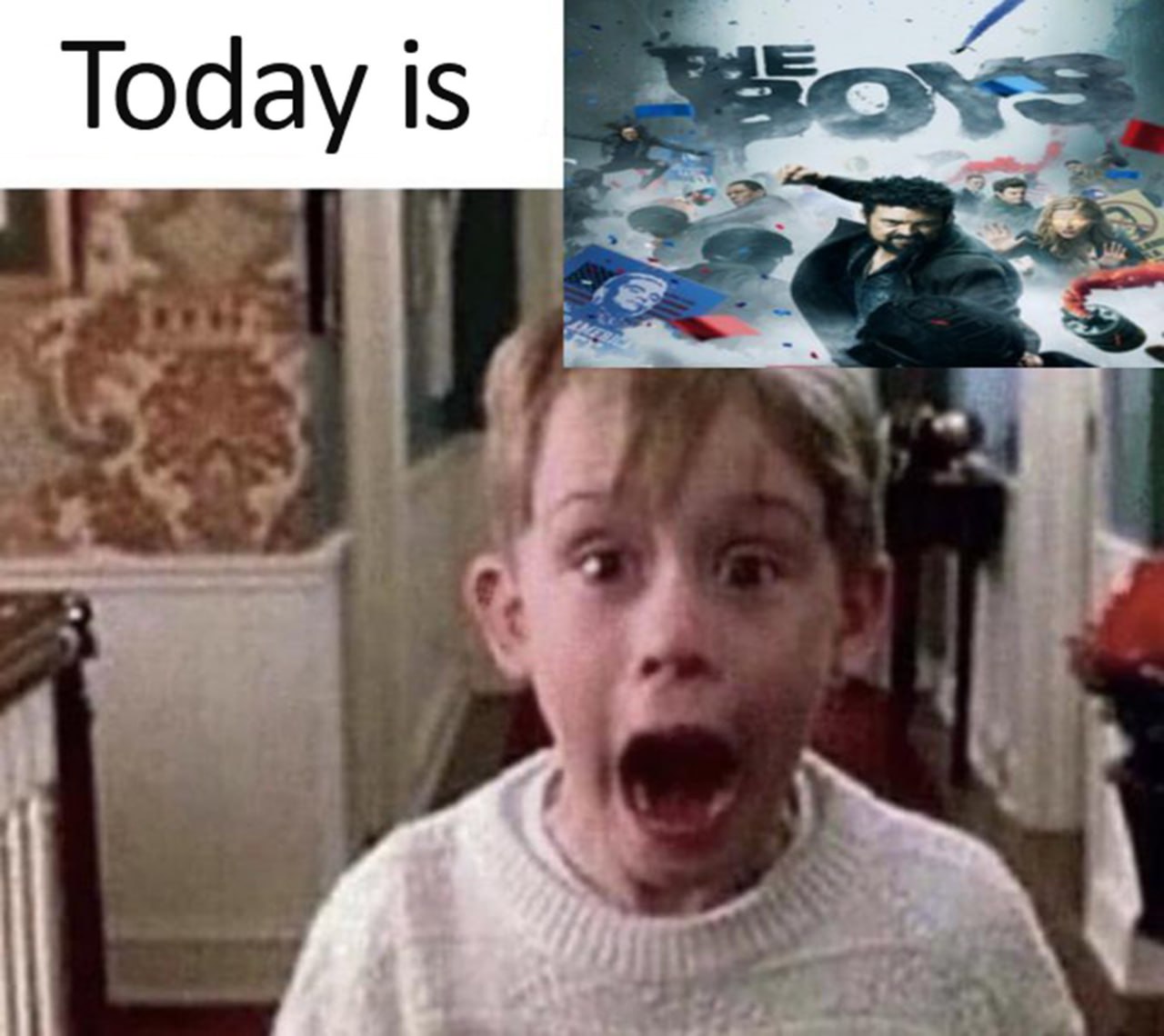 Today is The Boys Мальчик в шоке от новости, что сегодня день сериала «Пацаны»
