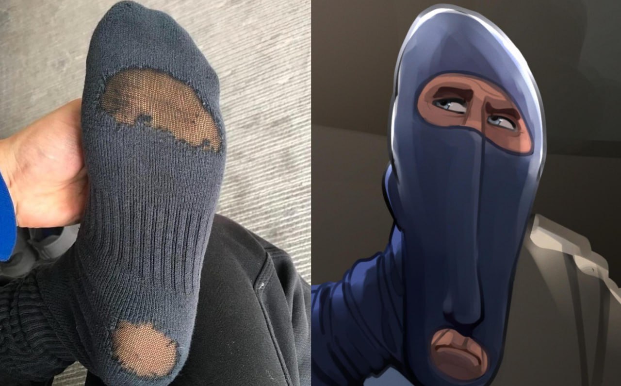 Рваный носок и удивленный Шпион Рваный носок и удивленный Шпион из "Team Fortress 2"