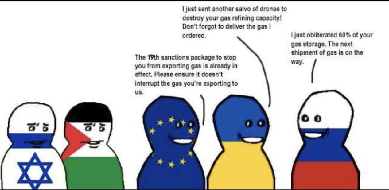 Украина и ЕС заказывают газ у России после уничтожения инфраструктуры Мем, где Украина и Евросоюз заказывают газ у России, несмотря на разрушение газовой инфраструктуры и санкции